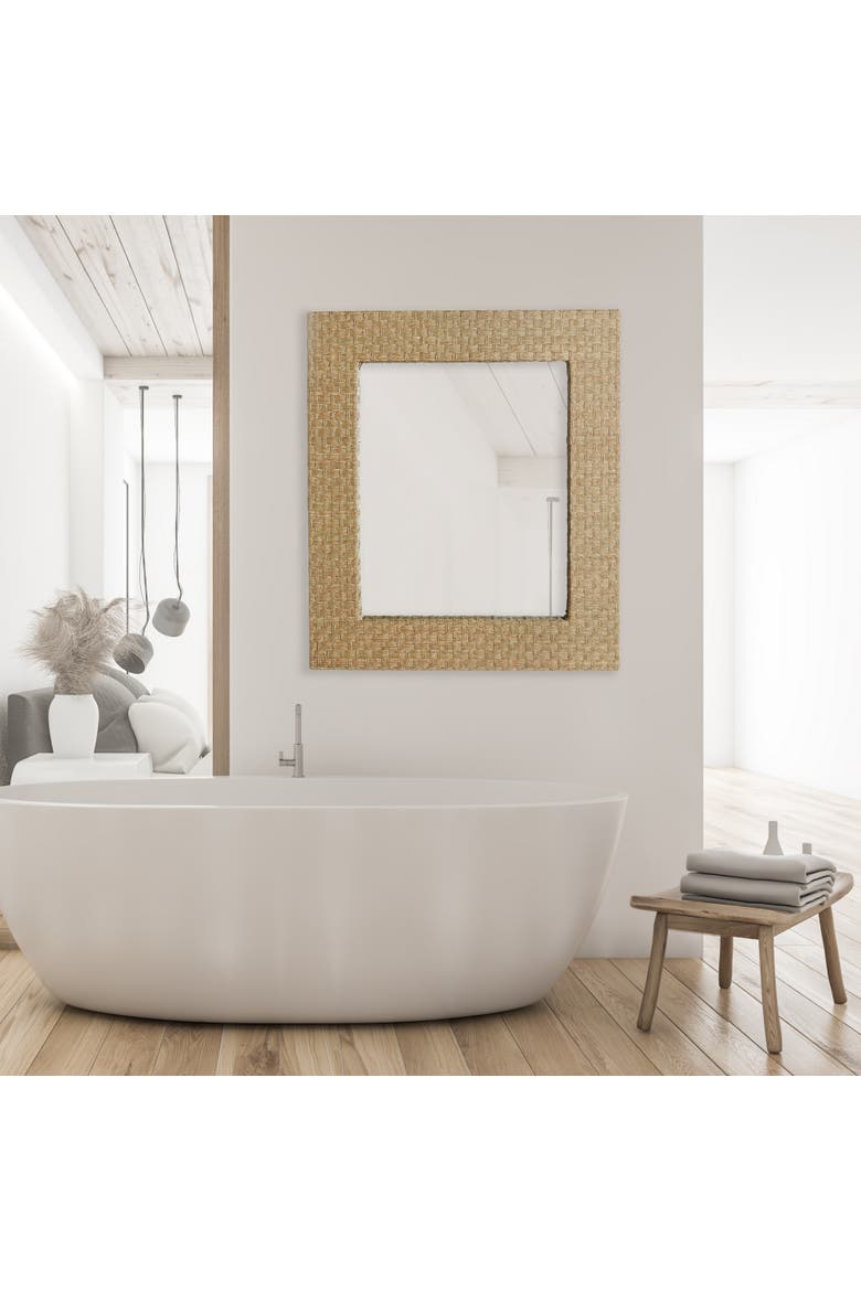 Brennan Natural Framed Decorative Wall Mirror, Alternate, color, Beige