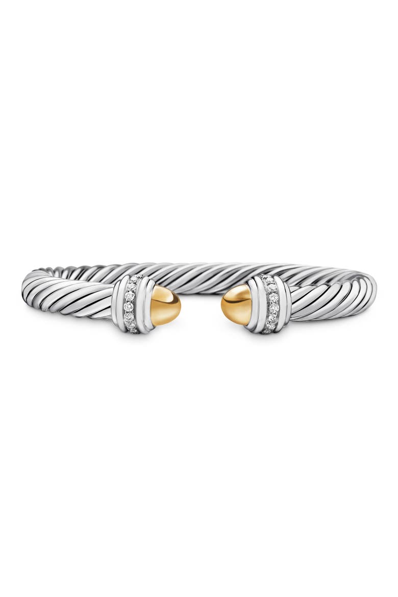 Cable Classics Bracelet with Semiprecious Stones & Diamonds, 7mm, Main, color, SILVER/ DIAMOND/ GOLD