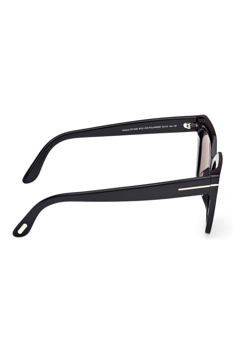 Winona 53mm Polarized Cat Eye Sunglasses, Alternate, color, BLACK ECO / T LOGO