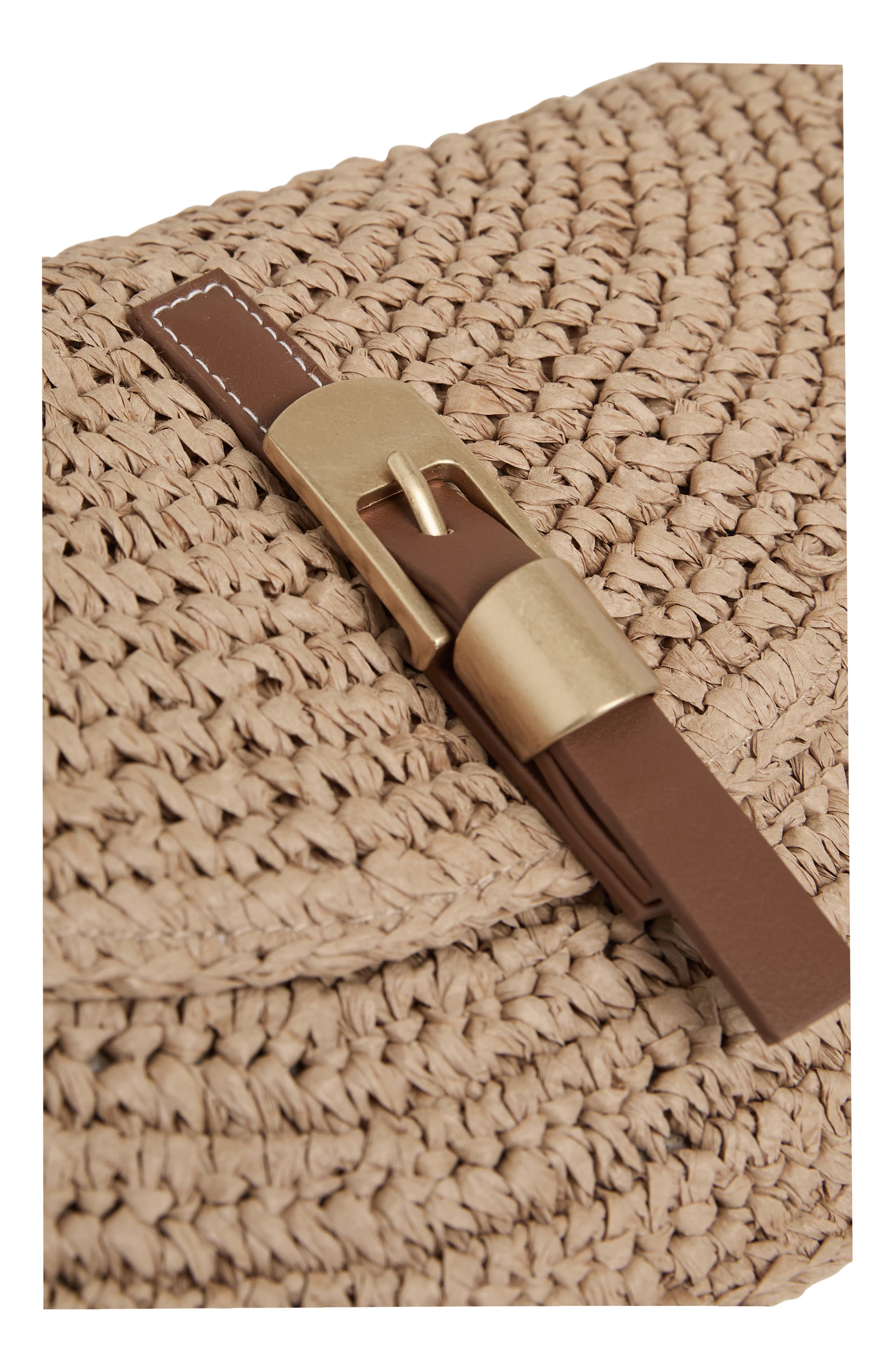 Reiss Aria Woven Clutch, Alternate, color, Natural