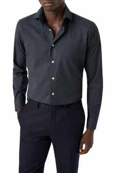 Eton Contemporary Fit Houndstooth Flannel Dress Shirt