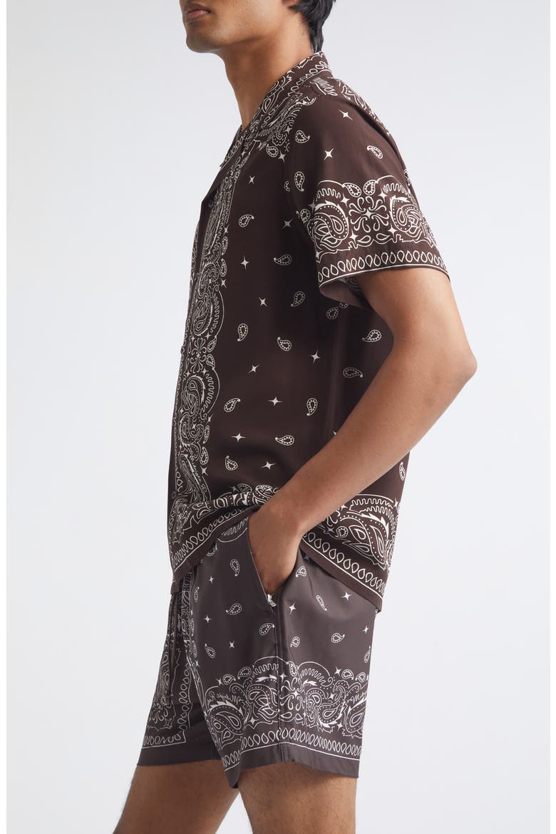 x La Porte Bandana Print Camp Shirt, Alternate, color, BROWN BANDANA PRINT
