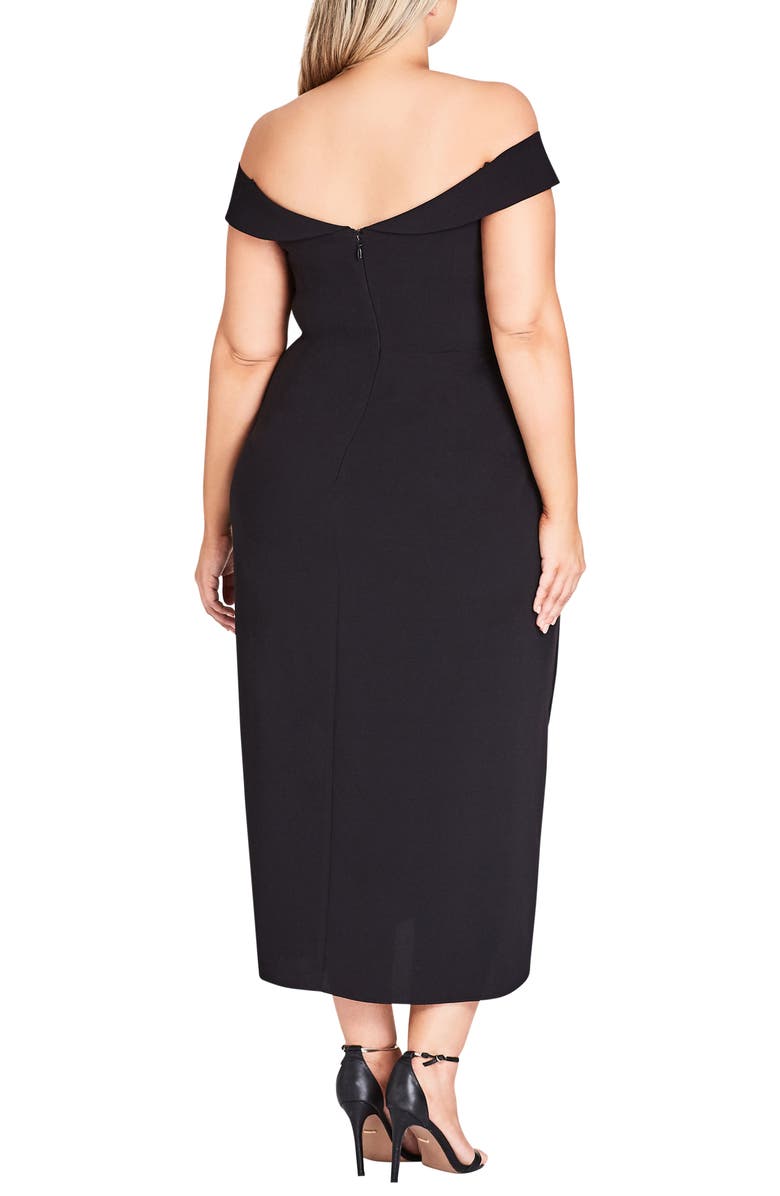 City Chic Rippled Love Off the Shoulder Sheath Dress, Alternate, color, 