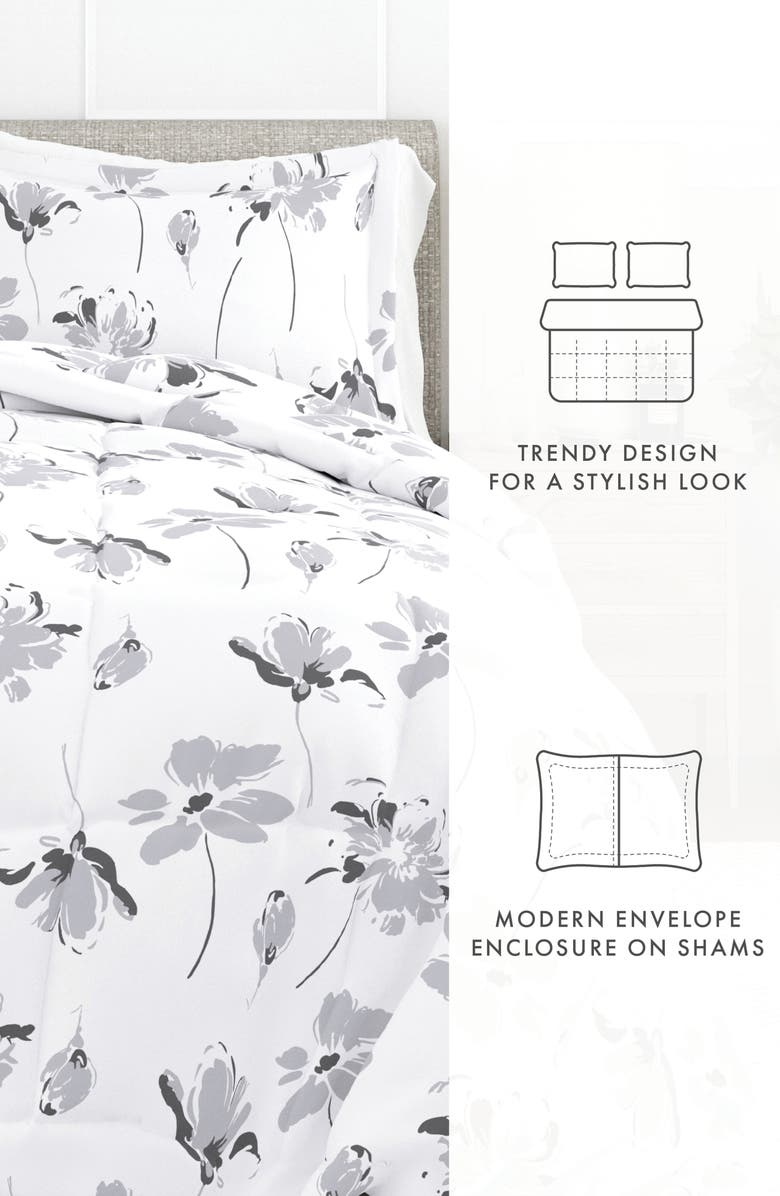 HOMESPUN Premium Down Alternative Magnolia Grey Patterned Comforter Set, Alternate, color, Light Gray