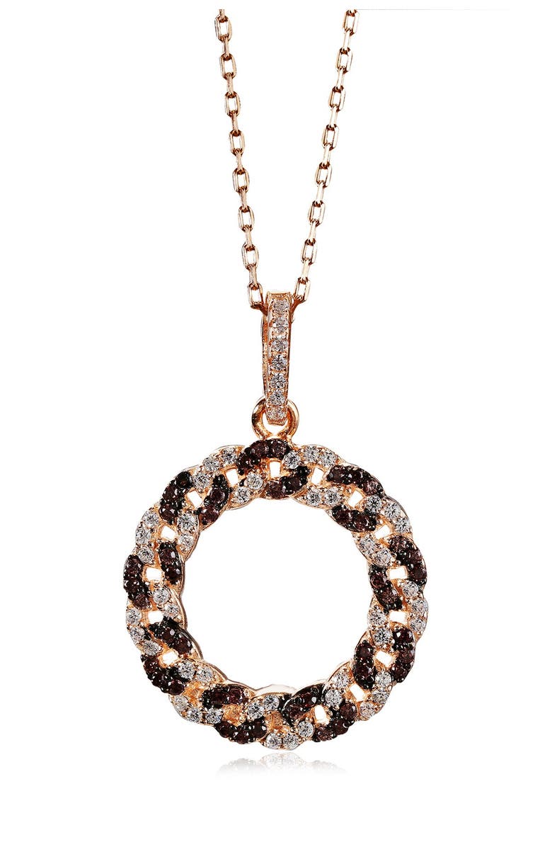 SUZY LEVIAN Rose-tone Sterling Silver CZ Interlocked Circle Pendant Necklace, Main, color, 