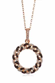 SUZY LEVIAN Rose-tone Sterling Silver CZ Interlocked Circle Pendant Necklace