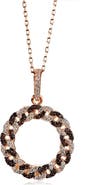 SUZY LEVIAN Rose-tone Sterling Silver CZ Interlocked Circle Pendant Necklace