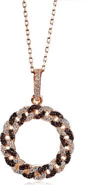 SUZY LEVIAN Rose-tone Sterling Silver CZ Interlocked Circle Pendant Necklace