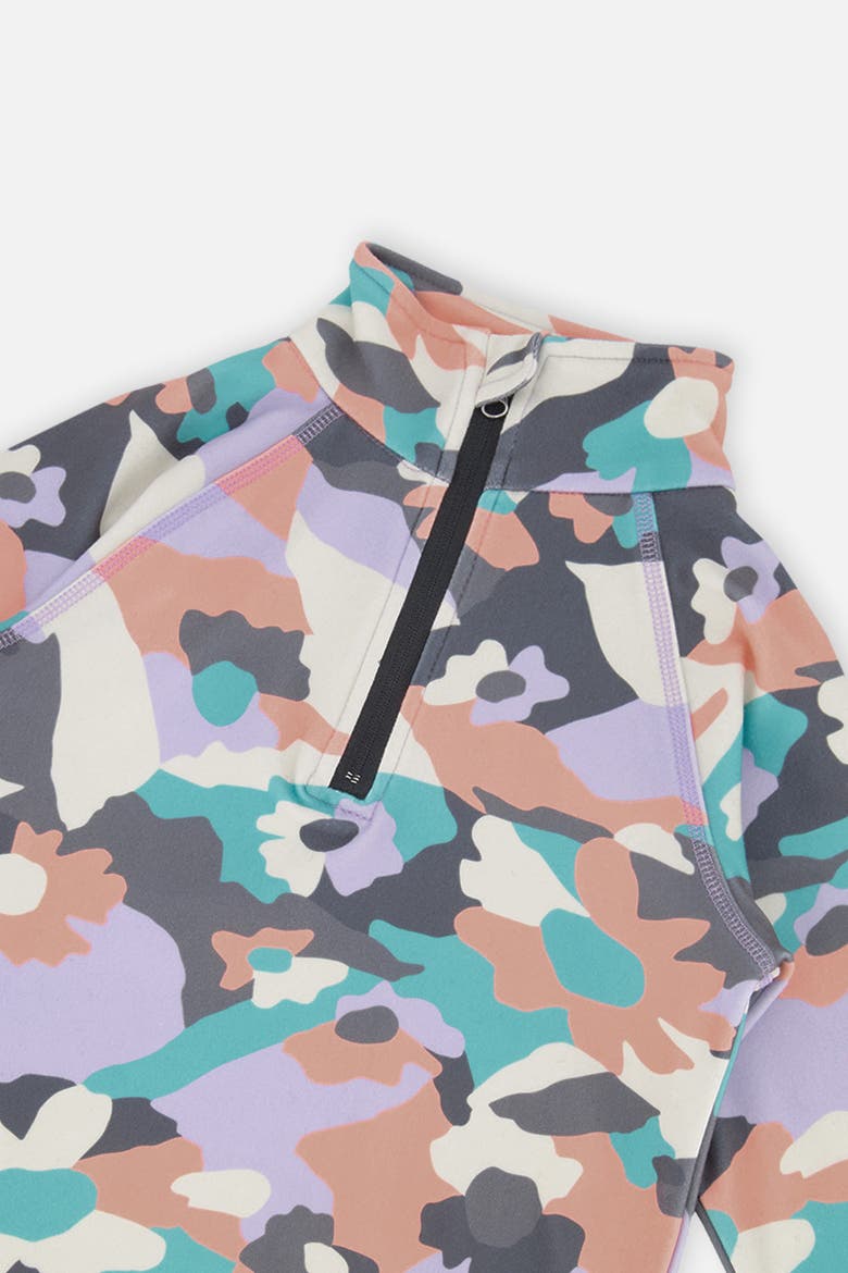 Two Piece Camouflage Brushed Half-Zip Top & Pants Thermal Underwear, Alternate, color, Coral Camouflage