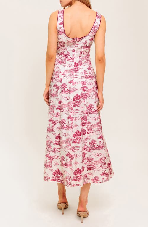 Flying Tomato Square Neck Print Midi Dress In Multi