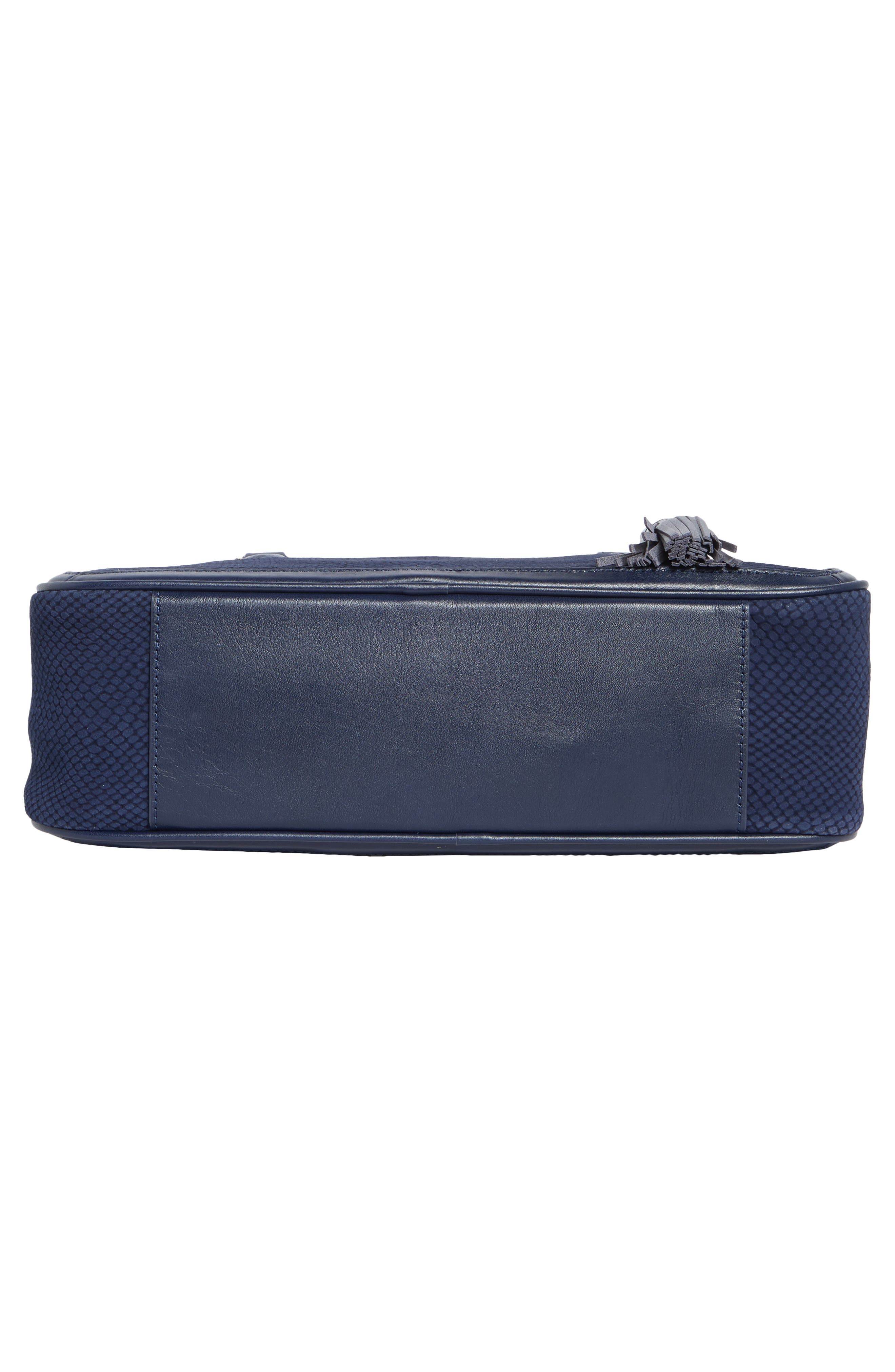 Angie Snakeskin Embossed Leather Satchel, Alternate, color, NAVY BELCANTO