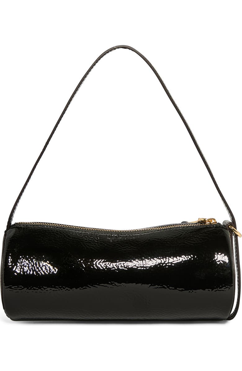 AIMEE Barrel Leather Shoulder Bag, Alternate, color, Black Crinkle Patent