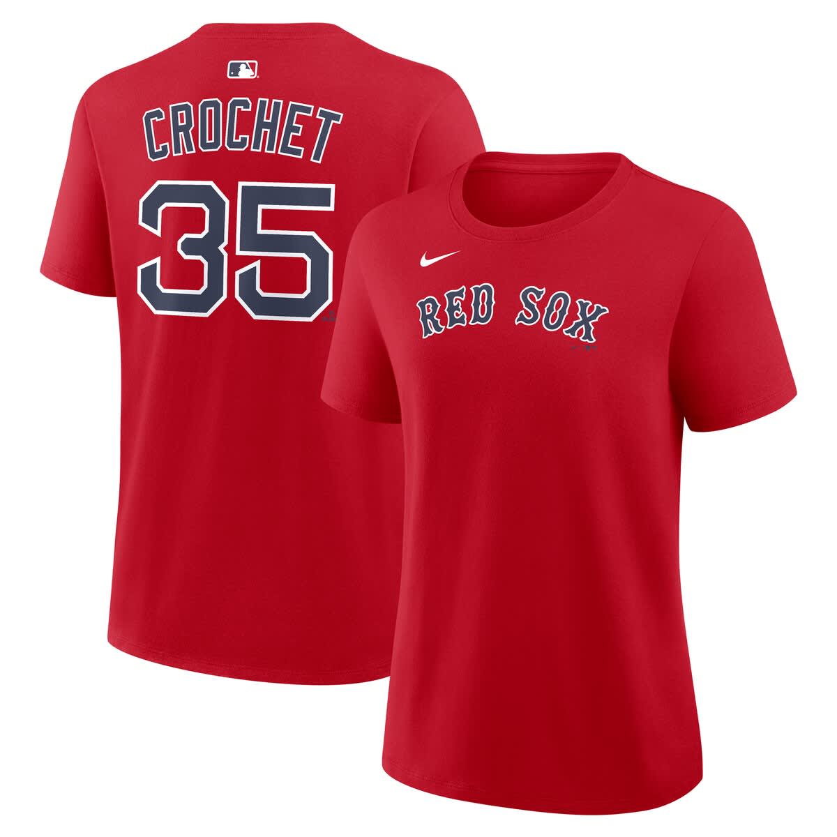 Women's Nike Garrett Crochet Red Boston Red Sox Name & Number T