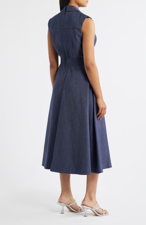 Julia Jordan Sleeveless Faux Wrap Midi Dress In Blue