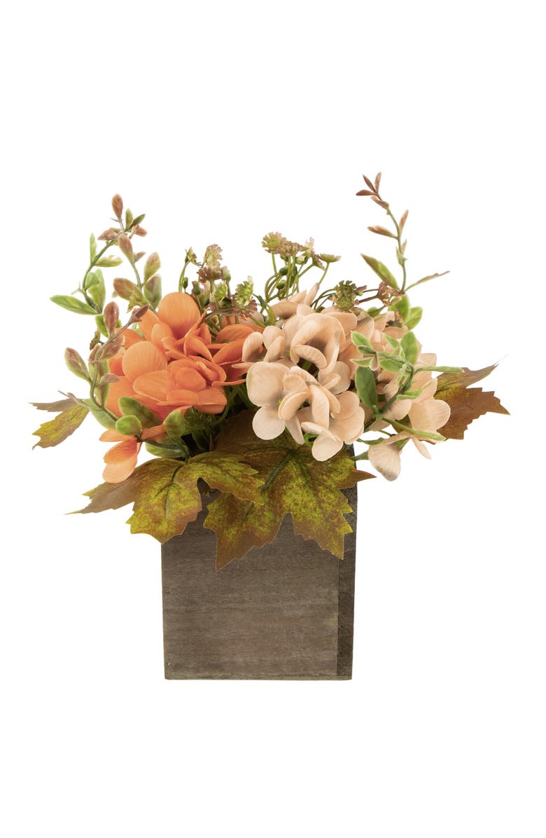 Northlight Floral and Pumpkin Wooden Box Fall Harvest Decoration - 10" x 8" - Orange and Brown, Alternate, color, Orange