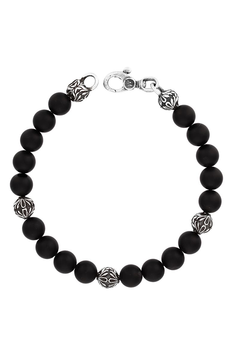 John Varvatos Men's Onyx Beaded Bracelet, Main, color, Silver/ Black
