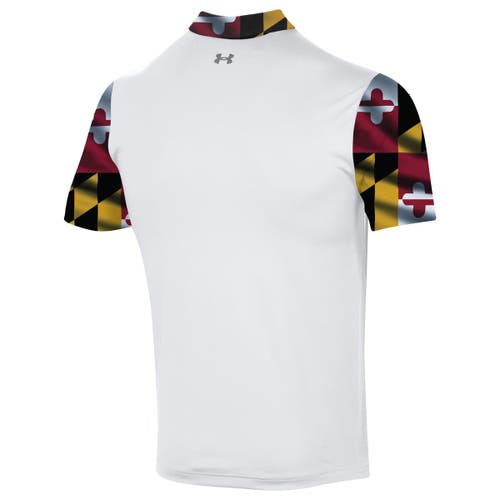 Under Armour White Maryland Terrapins Gameday Armourfuse Polo In Multi