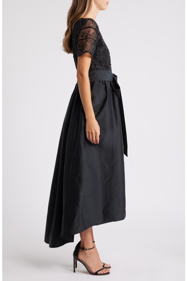 Beaded Bodice Taffeta Gown, Alternate, color, BLACK