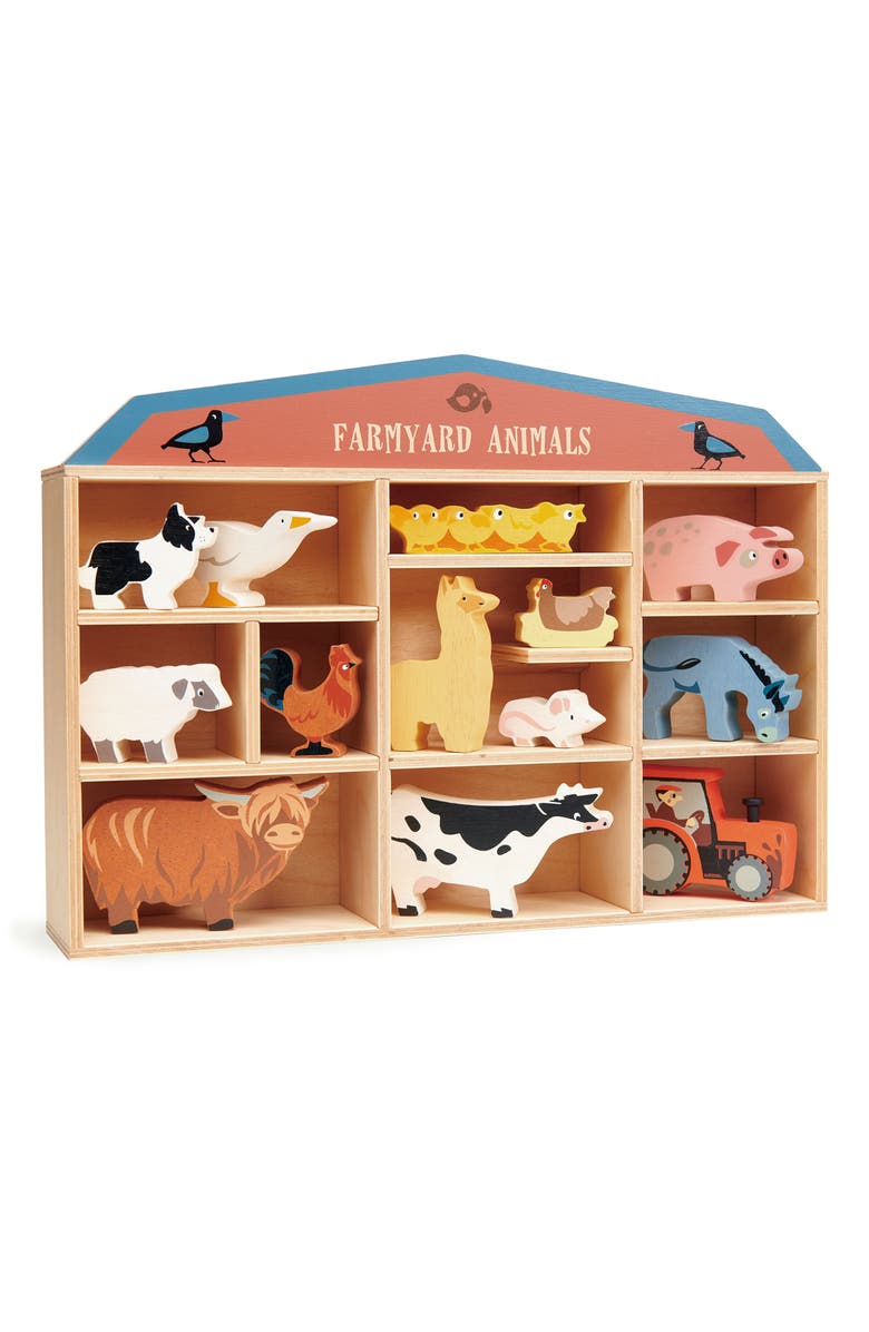 Tender Leaf Toys Farmyard Animals Wooden Playset, Alternate, color, Multi