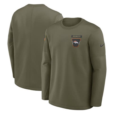 Men's Nike Olive Denver Broncos 2025 Salute to Service Sideline Coaches Therma-FIT Long Sleeve Shirt