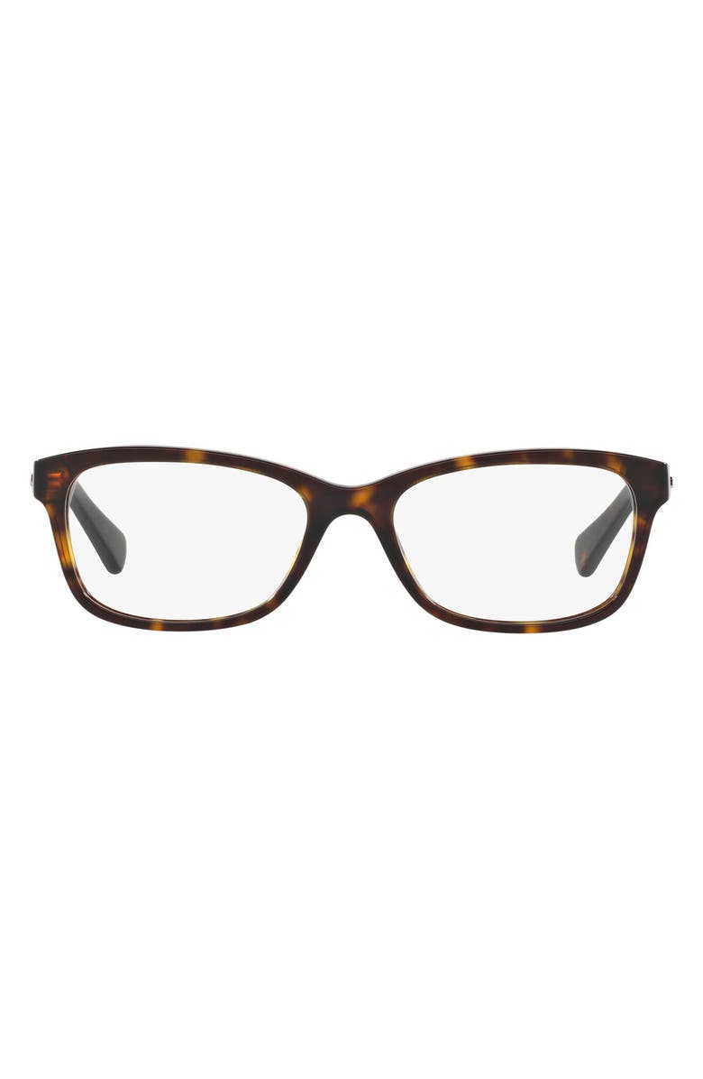 COACH 51mm Rectangular Optical Glasses, Main, color, Tortoise