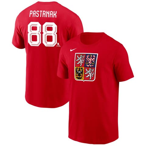 Men's Nike David Pastrnak Red Czech Republic Hockey 2026 Name & Number T-Shirt