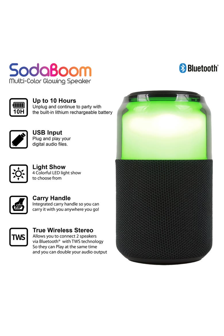 Multi-Color Glowing Speaker with LED Lights, Alternate, color, Black