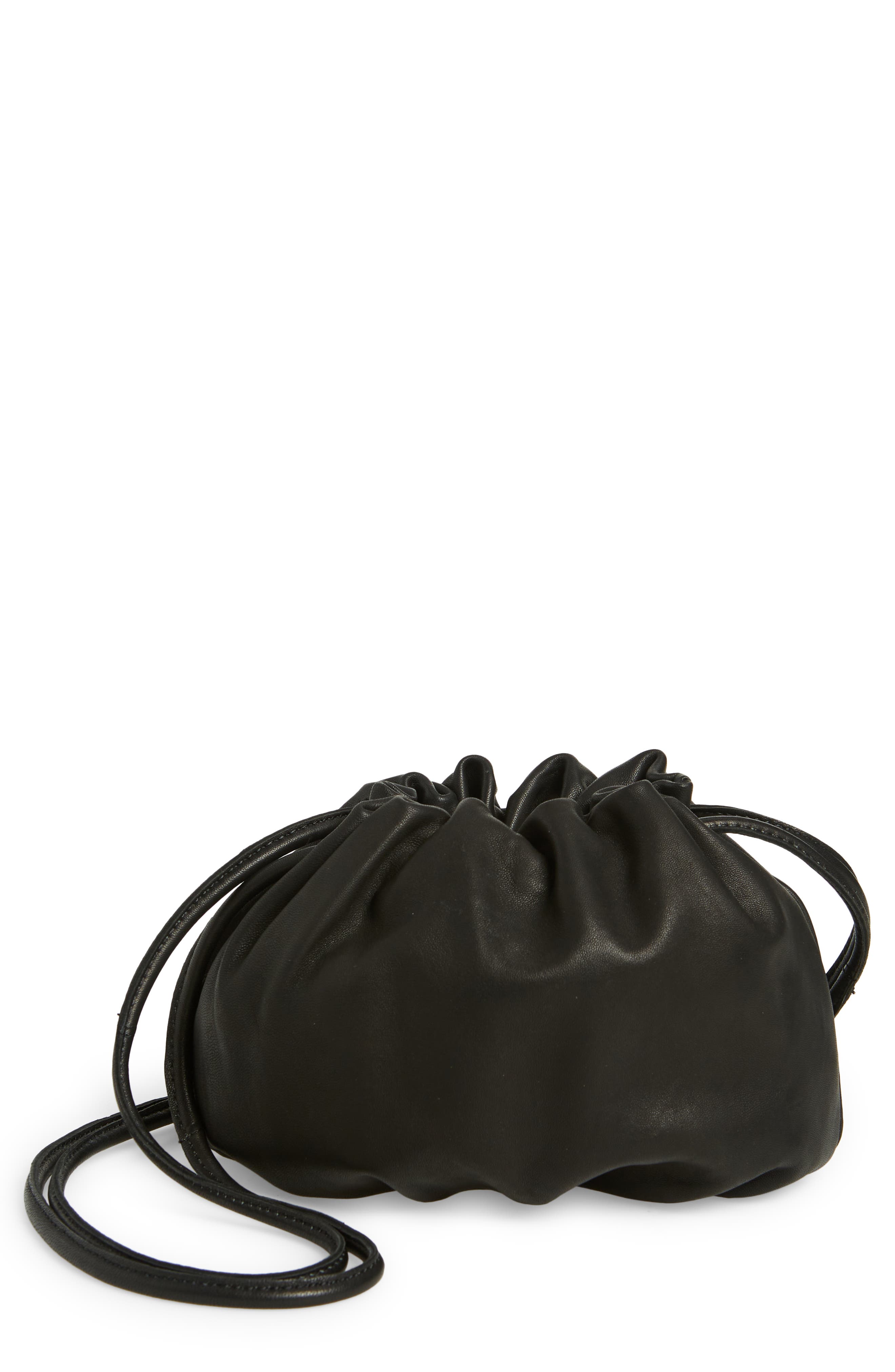 Topshop Leah Leather Drawstring Crossbody Bag, Main, color, 