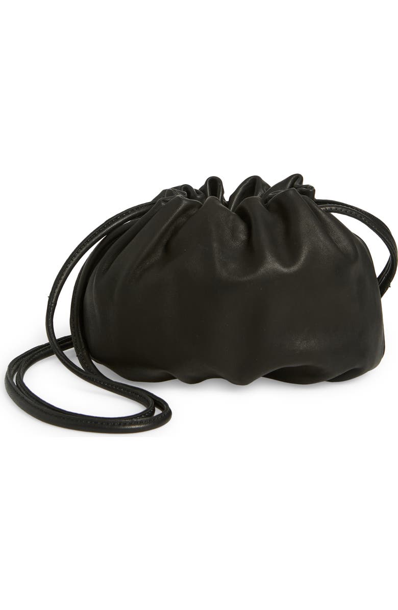 Topshop Leah Leather Drawstring Crossbody Bag, Main, color,