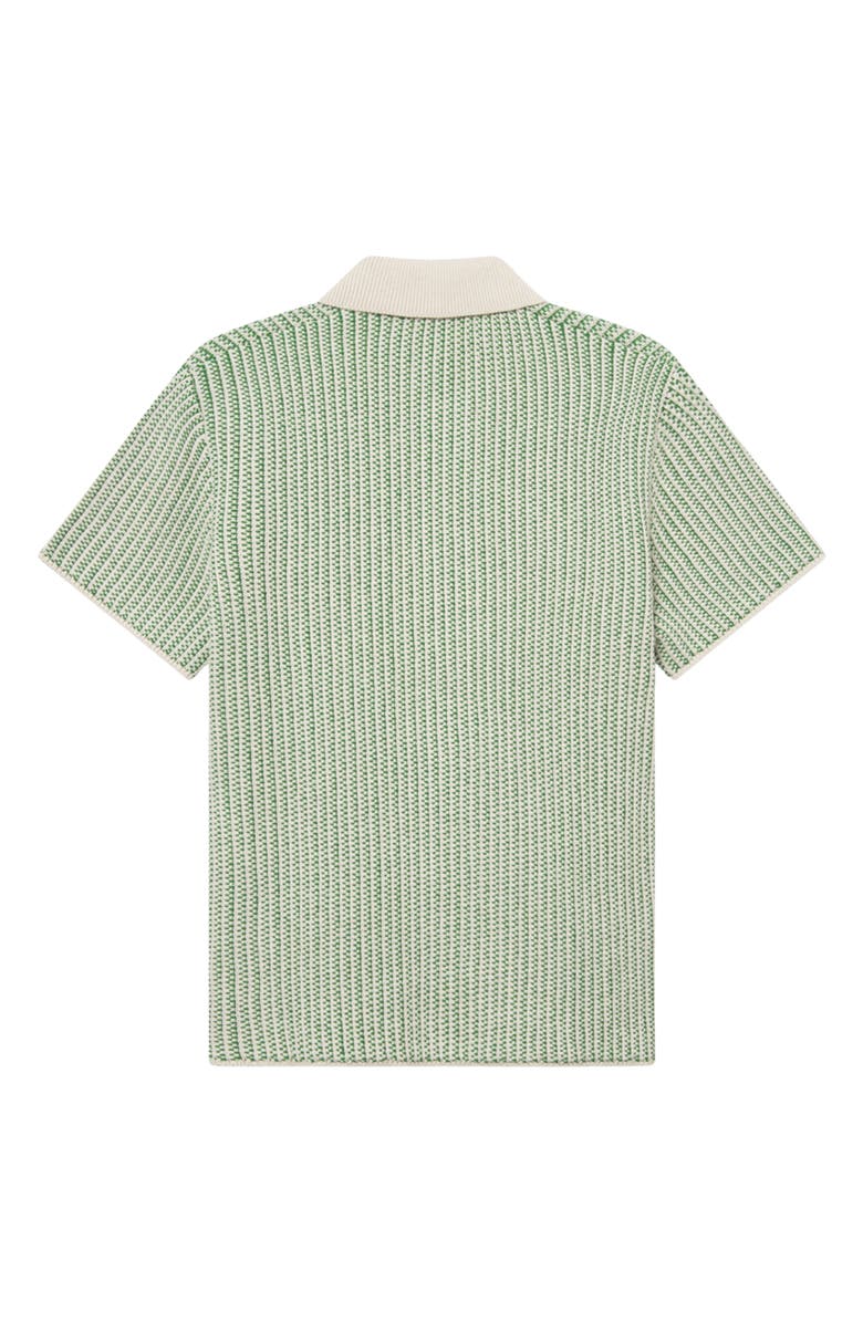 Les Deux Easton Short Sleeve Button-Up Sweater, Alternate, color, Ivory/Vintage Green