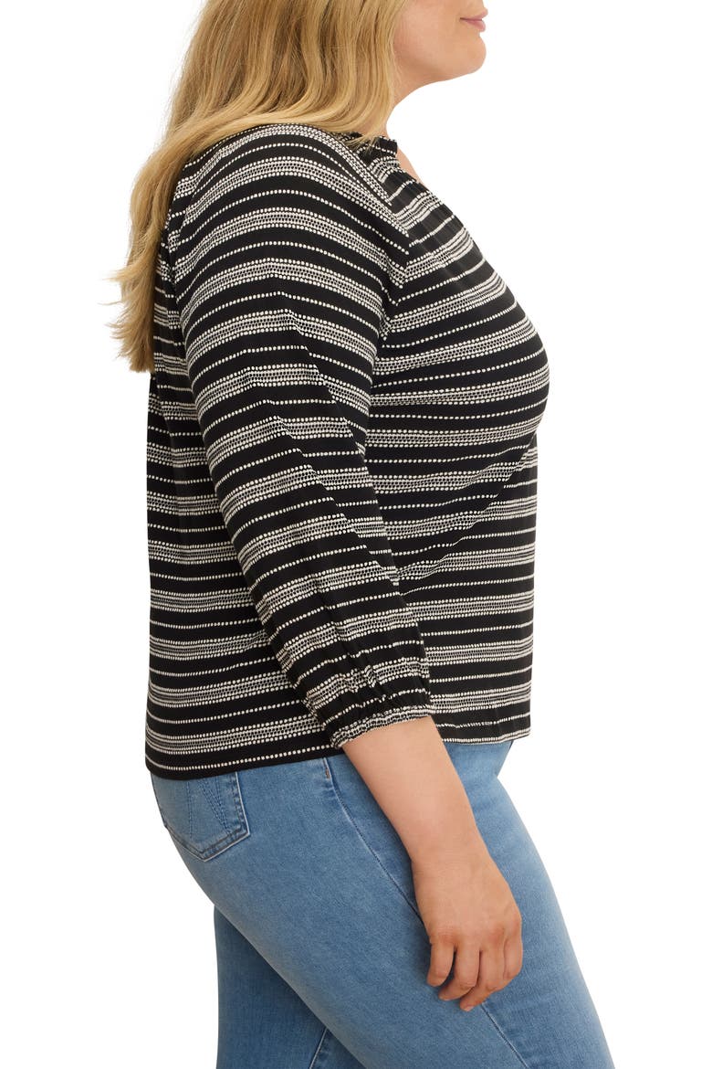 Jacquard Dot Stripe Knit Cotton Top, Alternate, color, BLACK MULTI
