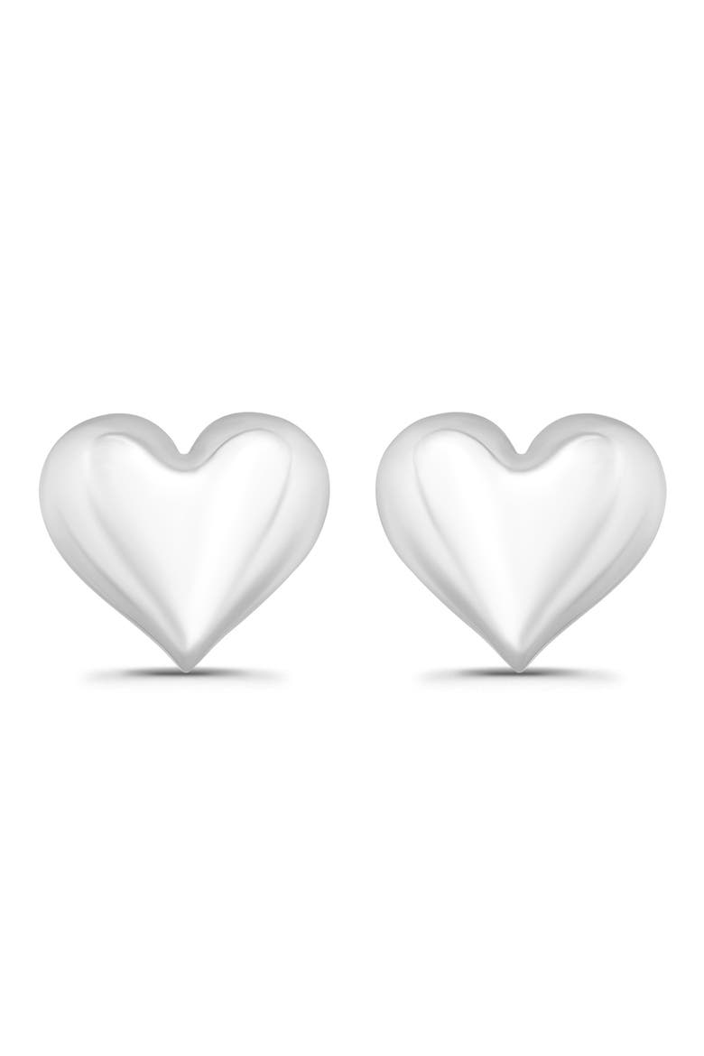 Heart Button Stud Earrings, Alternate, color, SILVER