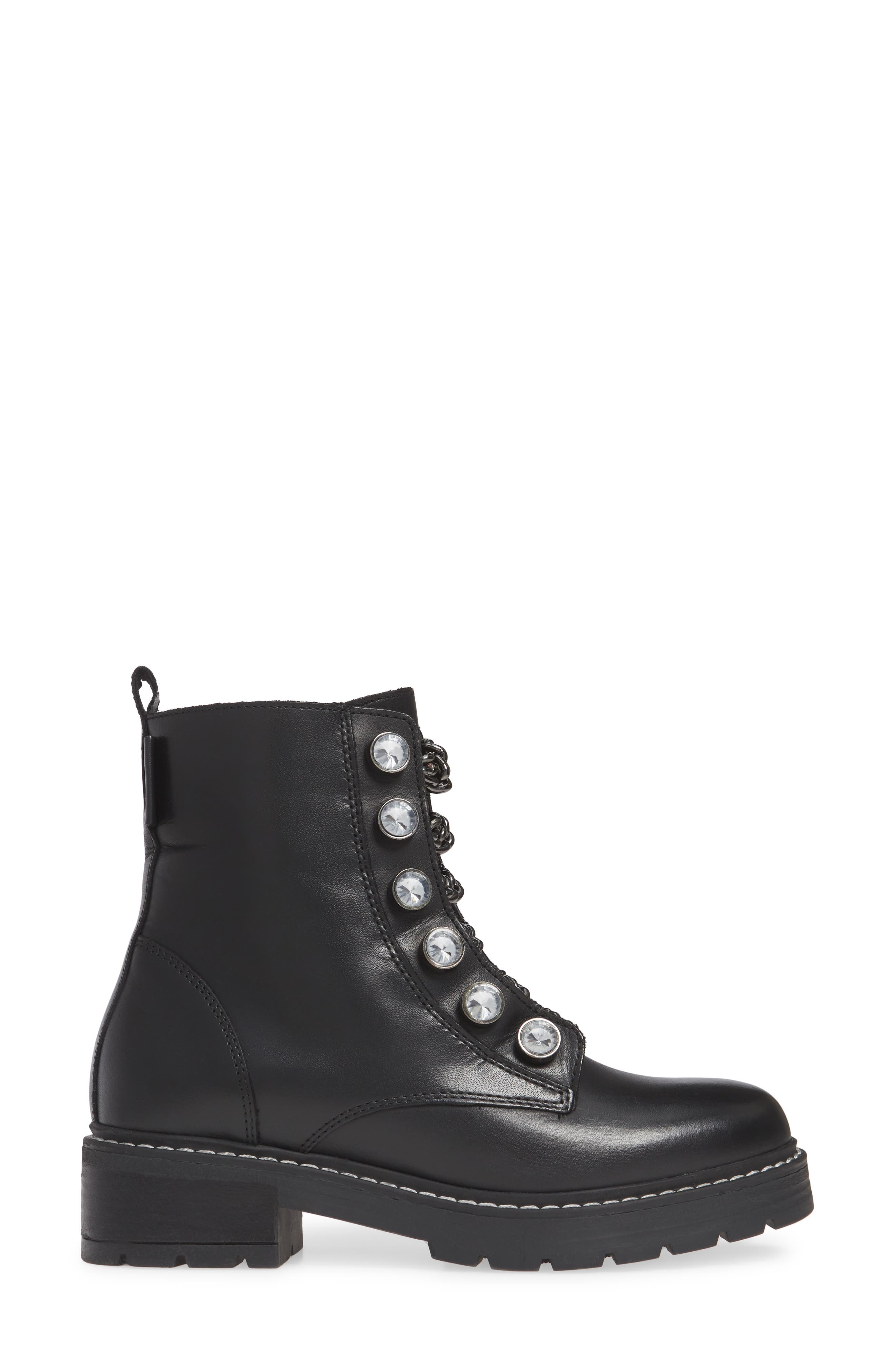 Kurt Geiger London Bax Crystal & Chain Combat Boot, Alternate, color, 
