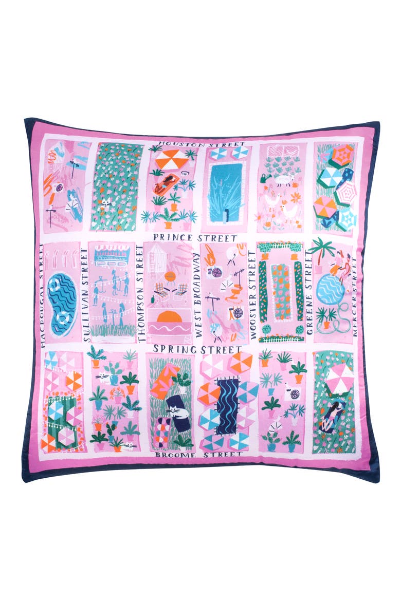 rooftop scene silk & cotton accent pillow, Main, color, MULTI