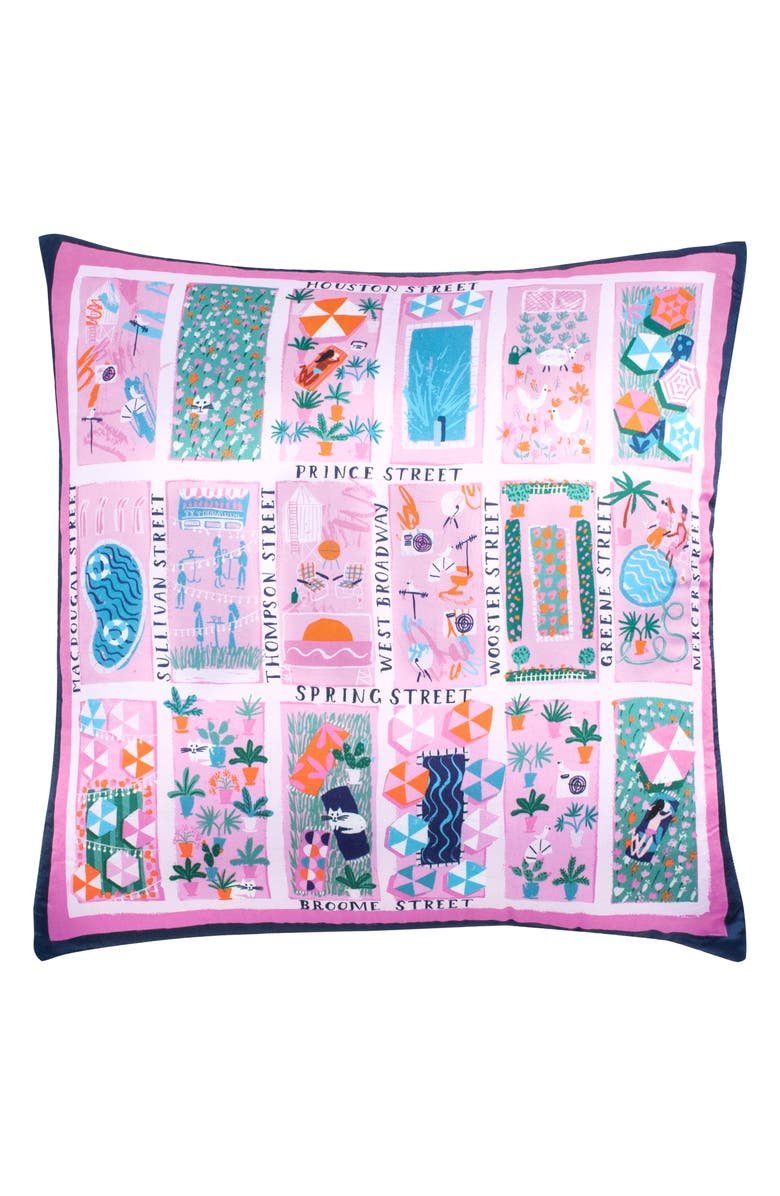Kate Spade New York rooftop scene silk & cotton accent pillow, Main, color, 