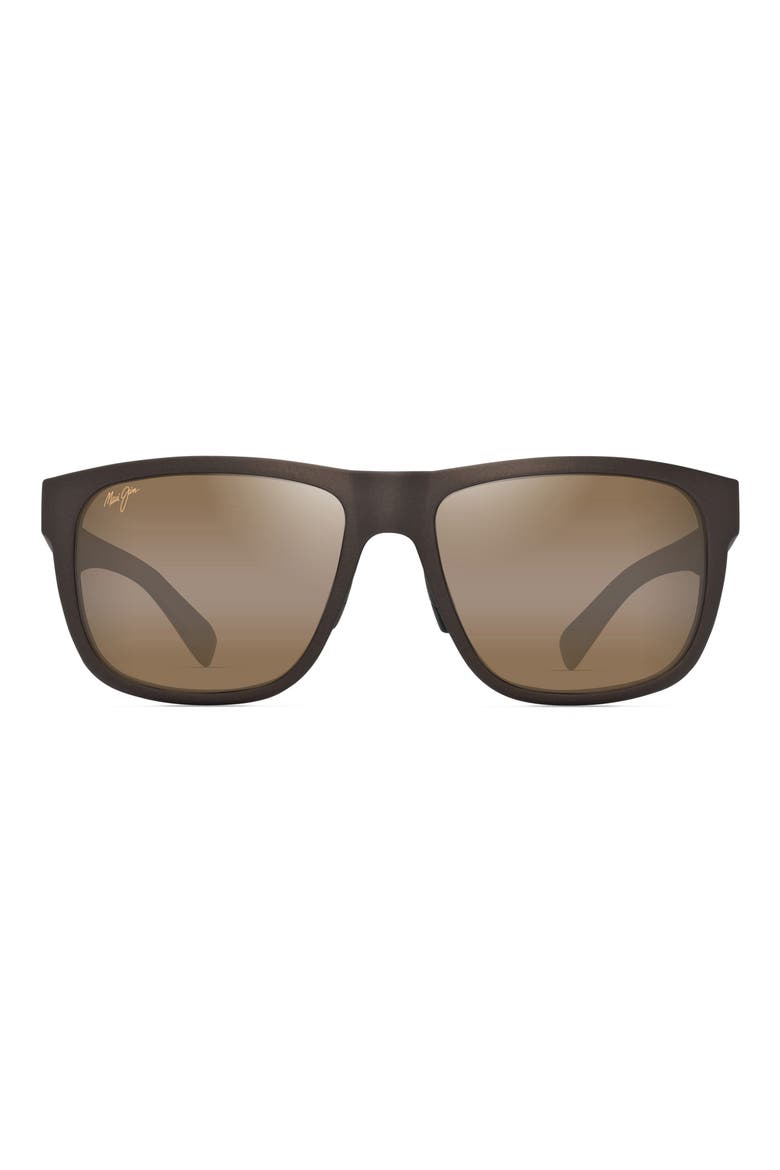 Puakea 57mm PolarizedPlus2® Square Sunglasses, Main, color, MATTE BROWN