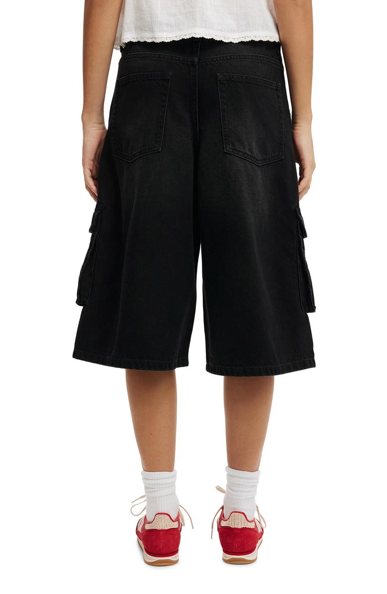 Cotton On Women's 91 Baggy Denim Jort, Alternate, color, Cargo Y2k Washed Black