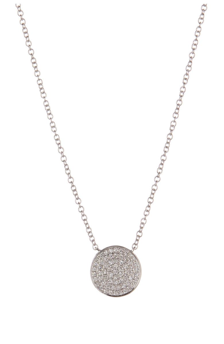 RON HAMI 14K White Gold Pave Diamond Disc Pendant Necklace - 0.15 ctw, Main, color, 