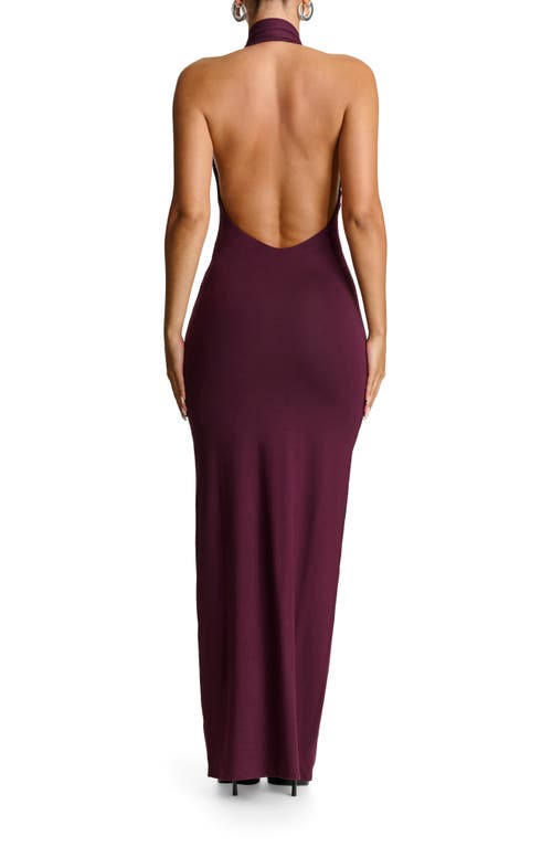Naked Wardrobe Butter Plunge Halter Maxi Dress