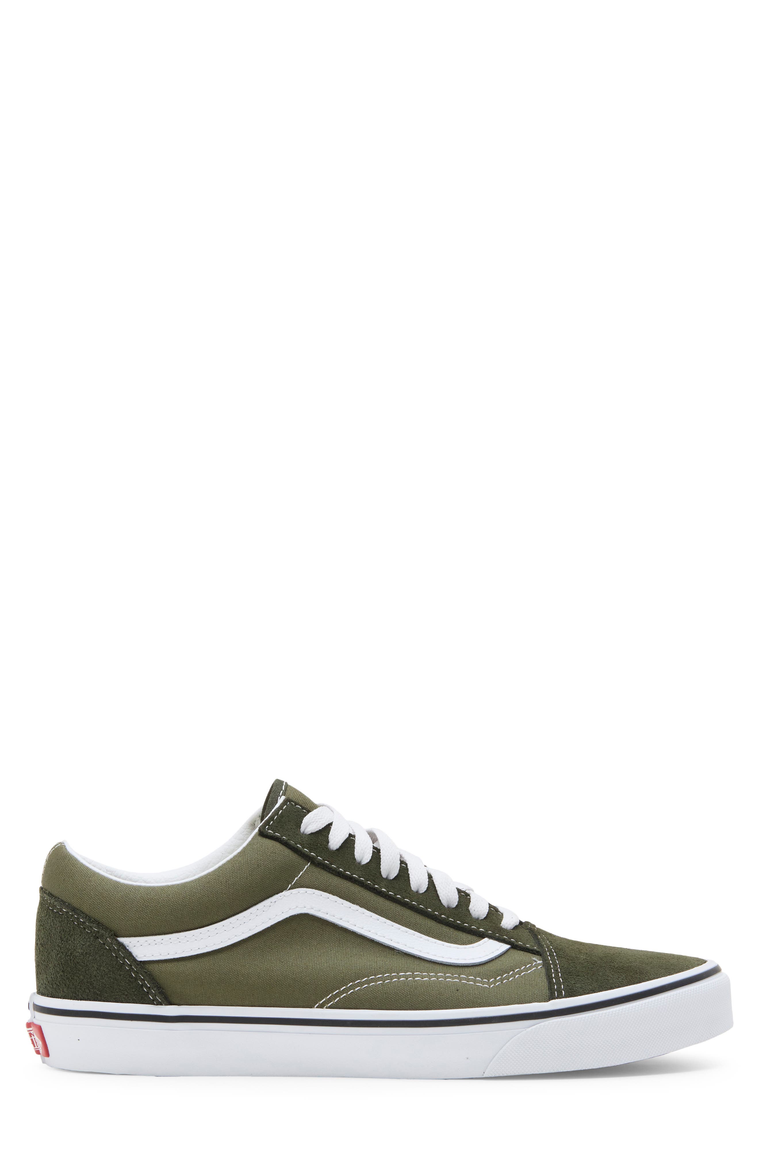 Old Skool Leather Sneaker, Alternate, color, OBSIDIAN FERN