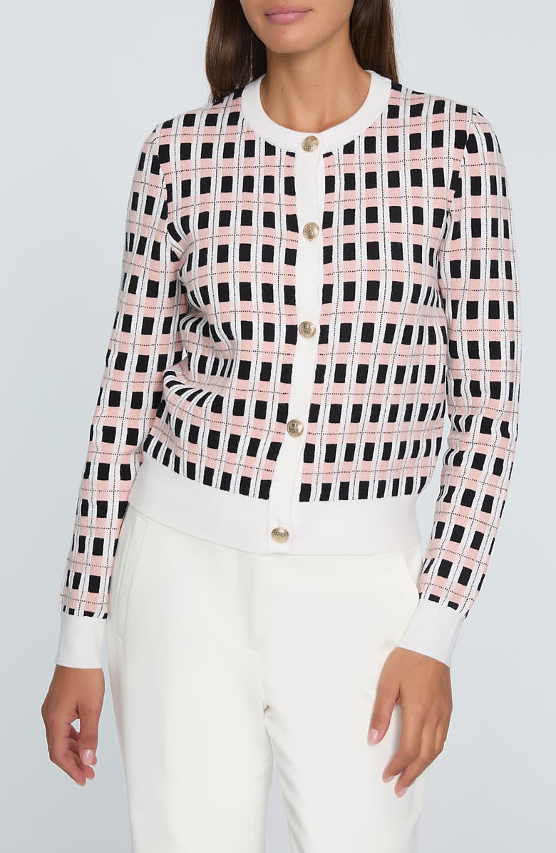 Elie Tahari The Loxley Cardigan, Main, color, Blush Rose Combo