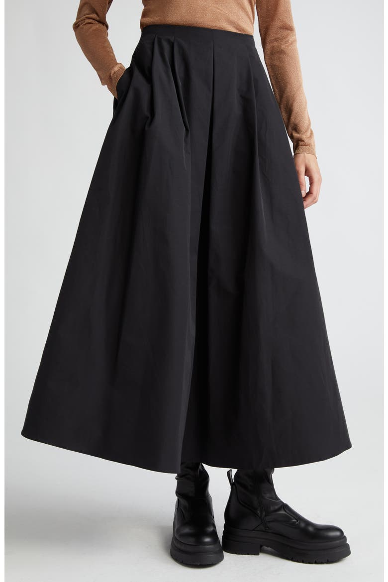Renoir Pleated Midi Skirt, Alternate, color, BLACK