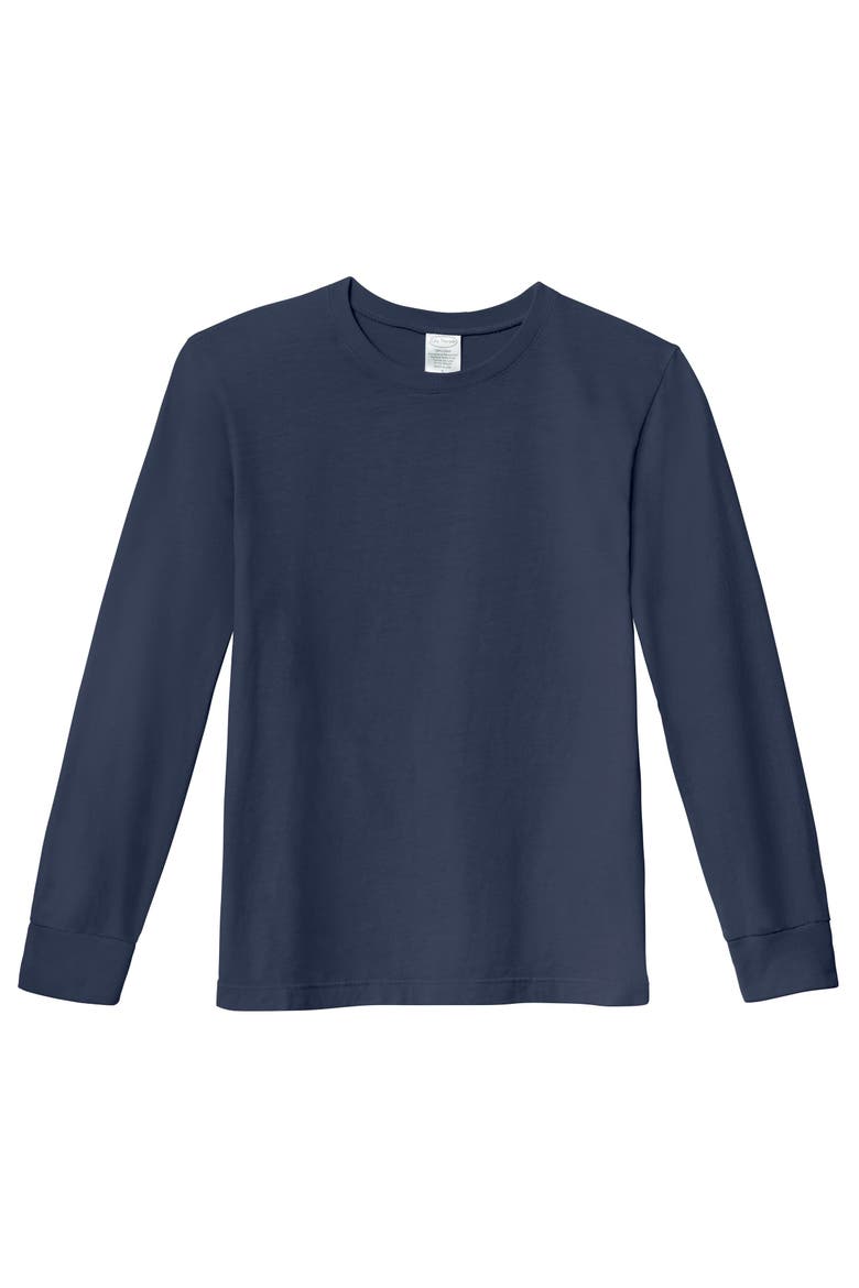 Boys 100% Soft Cotton Medium-Weight Long Sleeve Tee With Cuffs, Main, color, Midnight