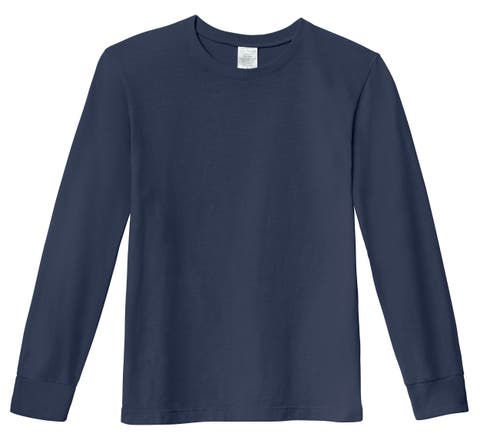 Boys 100% Soft Cotton Medium-Weight Long Sleeve Tee With Cuffs