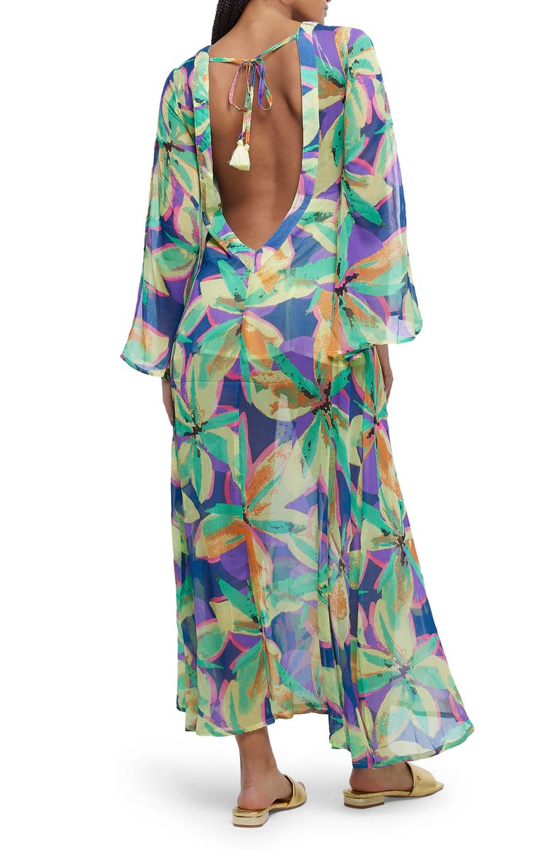 River Island Floral Embellished Flare Sleeve Beach Maxi Dress, Alternate, color, 