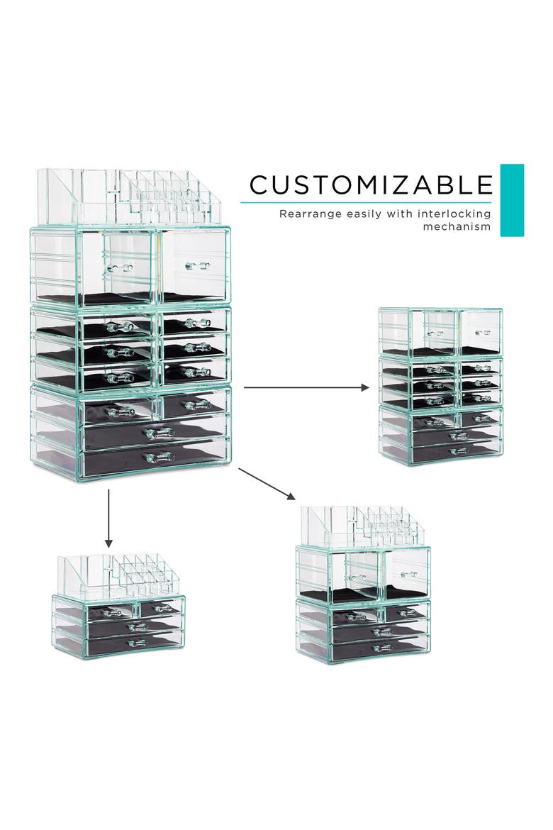 Black Clear Makeup & Jewelry Storage Case, Alternate, color, TEAL