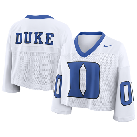 Women's Nike White Duke Blue Devils Oversized Logo Cropped Fashion Jersey