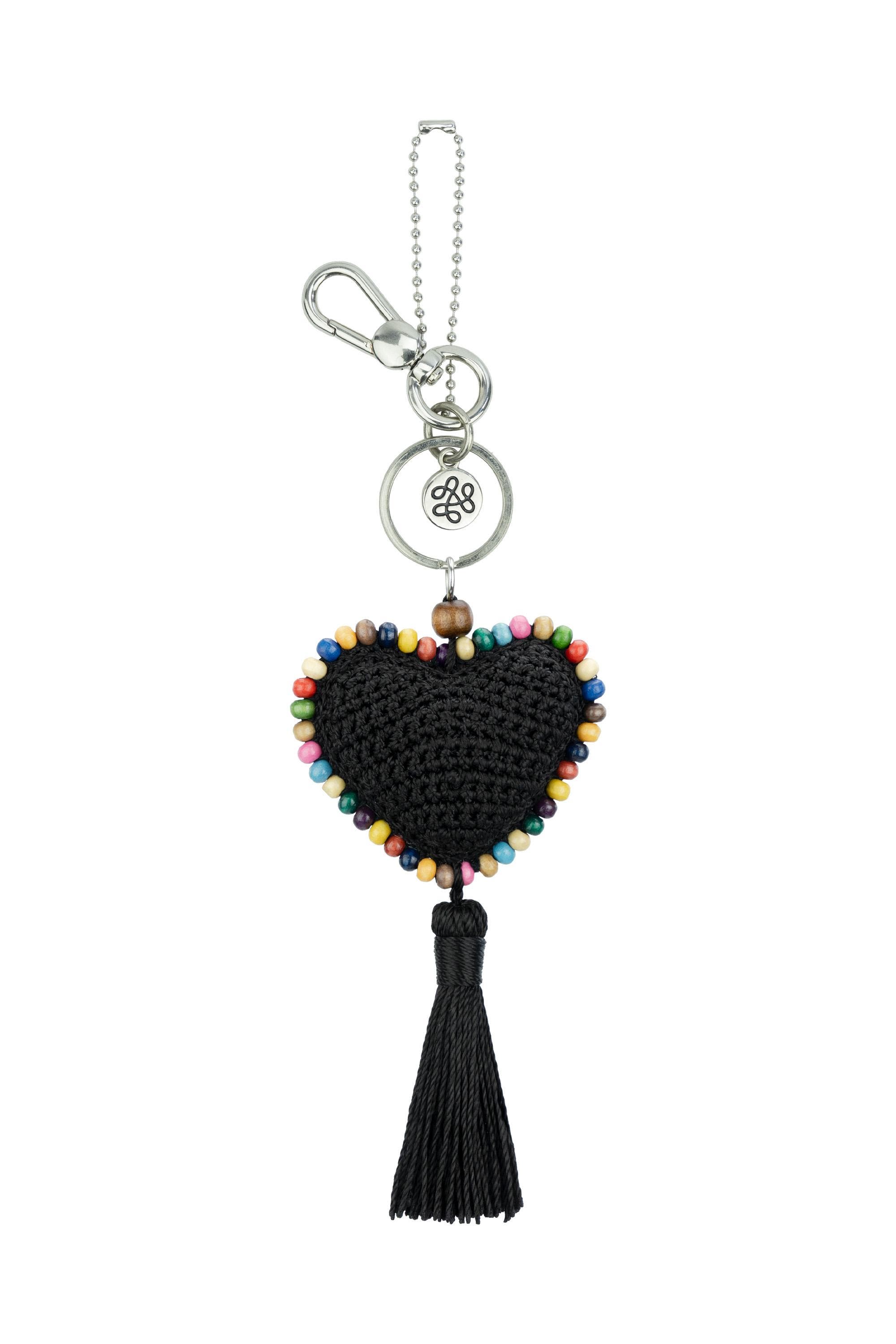 The Sak Yarnicharmz Crochet Heart Dangle, Alternate, color, Black