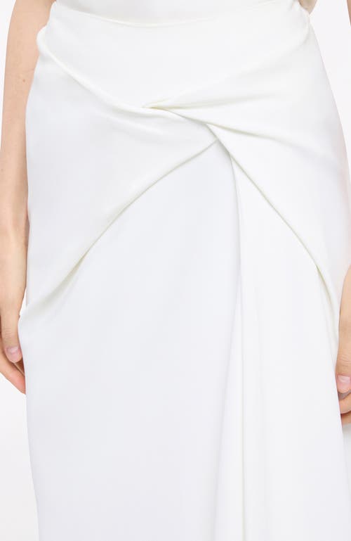 Another Tomorrow Asymmetrcal Twist Crepe Skirt In Off White