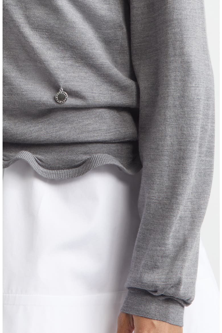 Frilled Lightweight Wool Polo, Alternate, color, GREY MELANGE